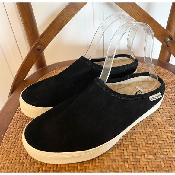 Staheekum black cami mule suede Sherpa lined slip on clog slipper - Picture 5 of 10